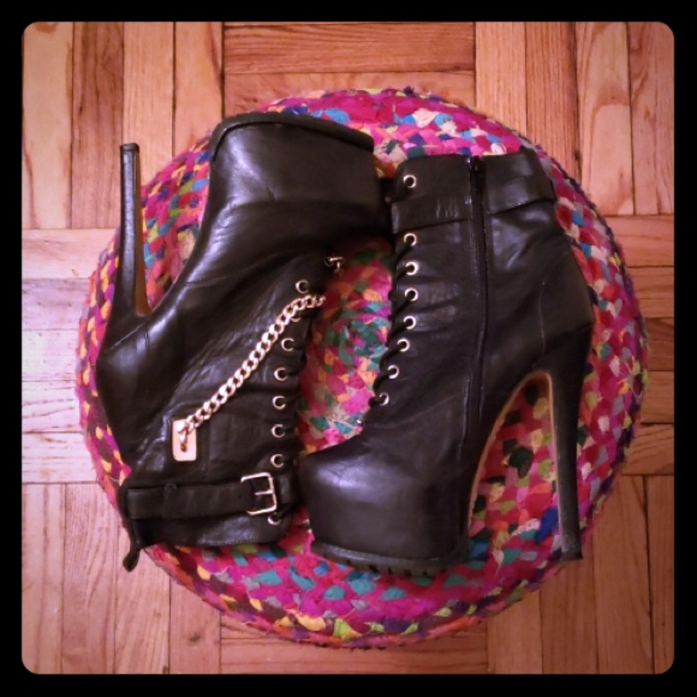 ZIGI GIRL Skate Leather Stiletto Platform Booties